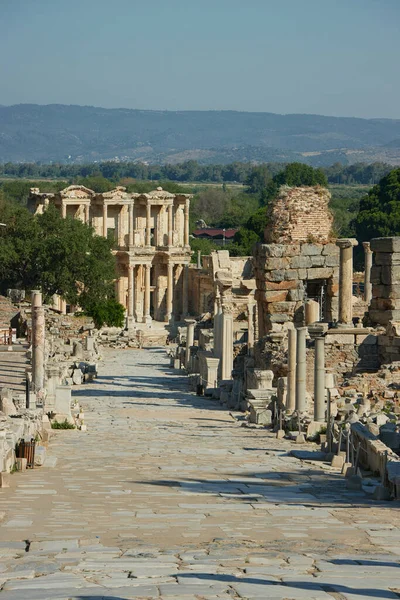 Oude Stad Efeze Efes Turkije Antieke Ruïnes Van Romeinse Stad — Stockfoto
