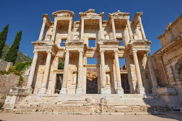 Celsus Könyvtár Ókori Ephesus Városban Vagy Efes Törökországban Római Város — Stock Fotó