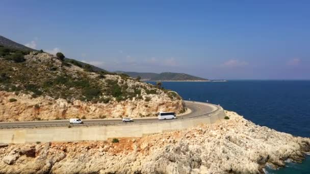 Una Carretera Largo Del Mar Mediterráneo Turquía Vista Aérea Carretera — Vídeos de Stock