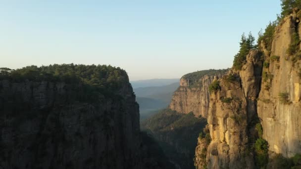 Kliffen Van Tazi Canyon Turkije Ochtend Luchtfoto Drone Uitzicht Vliegen — Stockvideo