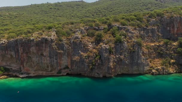 Flygfoto Över Medelhavet Natur Drone Landskap Med Rena Klippor Hav — Stockvideo