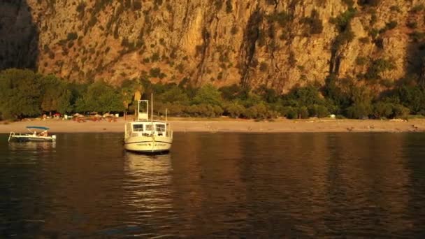 Puesta Sol Vista Barco Butterfly Valley Oludeniz Turquía Mar Una — Vídeos de Stock