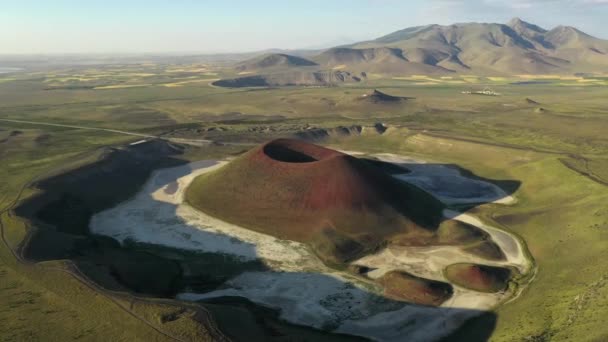 Letecký Pohled Kráterní Jezero Meke Turecku Nečinná Sopečná Krajina — Stock video