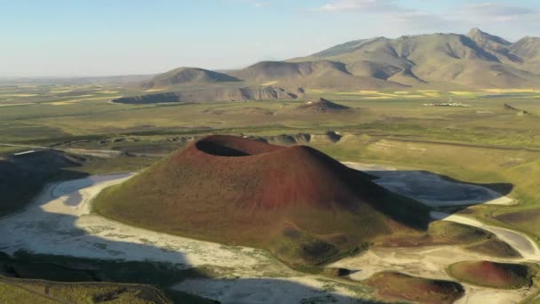 Vue Aérienne Lac Cratère Meke Turquie Paysage Volcanique Dormant — Video