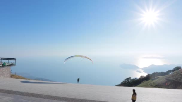 Oludeniz Turkije Mei 2022 Paragliding Launch Bij Babadag Mount Turkije — Stockvideo