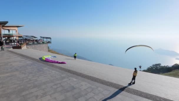 Oludeniz Turkije Mei 2022 Paragliding Launch Bij Babadag Mount Turkije — Stockvideo