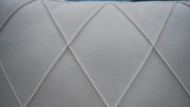 Close Comfortable White Sofa Diamond Shapes Video — стоковое видео