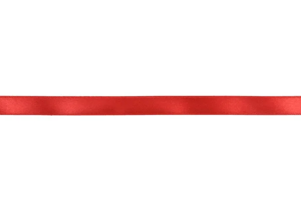 Clipping Path Red Ribbon Isolated White Background Flat Lay Shinny — Stock Photo, Image