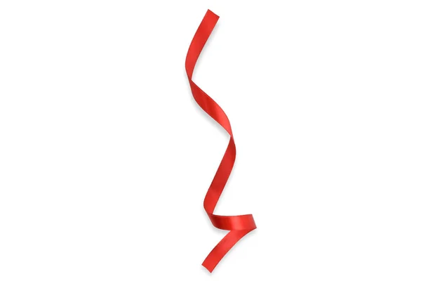 Clipping Path Red Ribbon Isolated White Background Red Ribbon Decoration — Stock Photo, Image