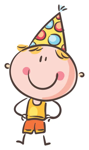 Cartoon Happy Boy Party Hat Little Kid Clipart Vector Illustration — Stockový vektor