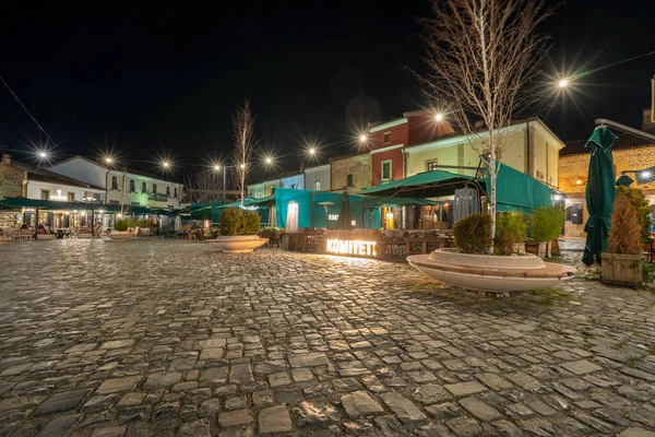 Korce Albania 2023 Old Bazaar Korca City Filled People Night — Stock Photo, Image