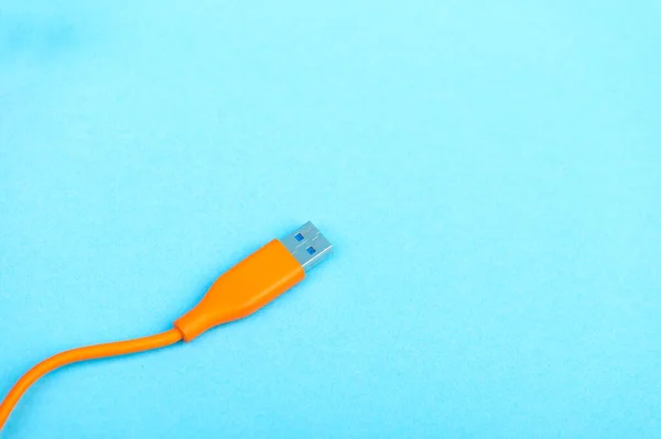 Usb Cable Plug Ізольований Blue Background — стокове фото