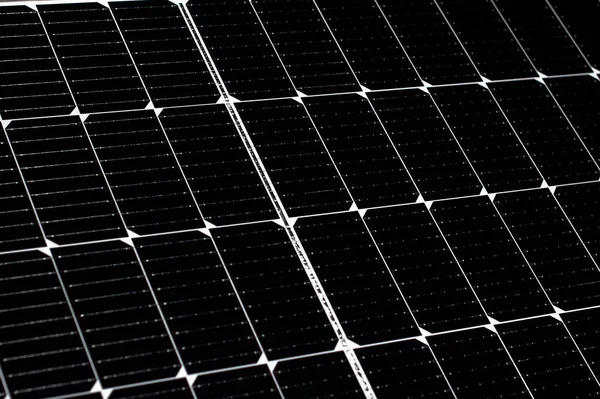 Zbliżenie Czarnej Struktury Panelu Słonecznego — Zdjęcie stockowe