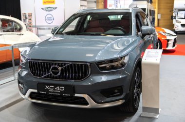 Riga, Latvia- April 29, 2022: Volvo XC 40 Recharge Inscription T5 presented in Motor Show 2022