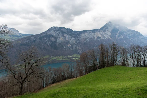 Pohled Jezera Walensee Švýcarsku — Stock fotografie