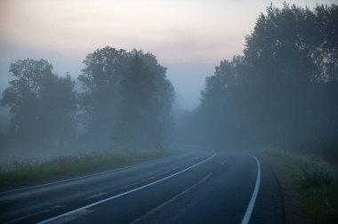 Issız bir köy yolu, uzun ağaçlarla çevrili yoğun bir sabah sisine dönüşür. Karamsar manzara, güne barışçıl ve atmosferik bir başlangıç yapar..