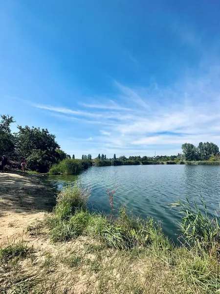 Nehir ve ağaçlarla dolu güzel bir manzara