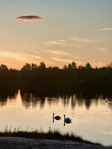 Gölün üzerinde güzel bir gün batımı