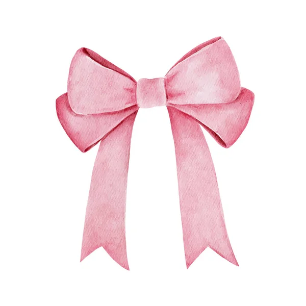 Watercolor Illustration Pink Ribbon Bow — Stock Vector