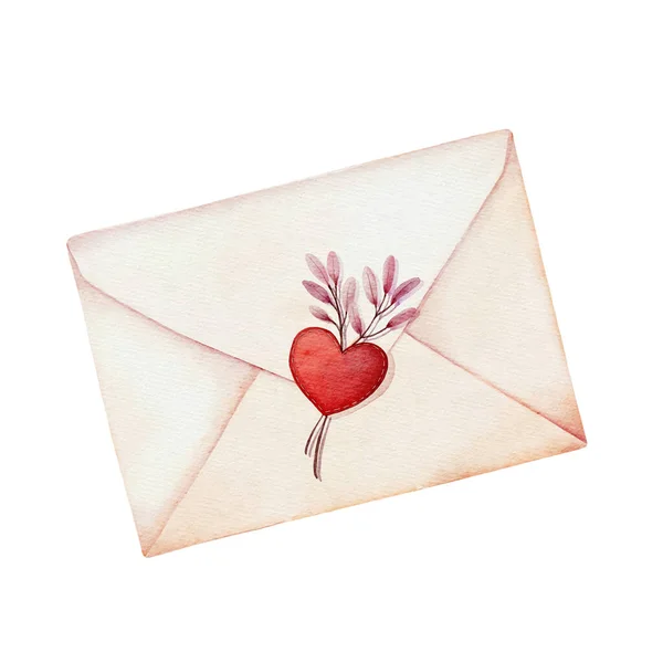 Κίτρινος Φάκελος Κόκκινη Καρδιά Ερωτικό Γράμμα Για Την Ημέρα Του — Διανυσματικό Αρχείο