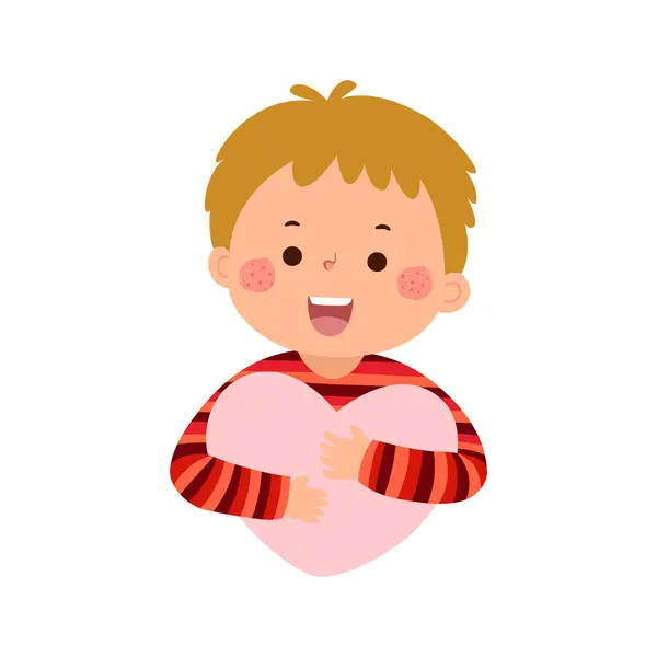 Kreskówkowy Chłopiec Przytulający Się Serca Koncepcja Walentynek Ilustracje Stockowe bez tantiem