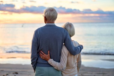 Yaşlı, zeki bir çift romantik bir şekilde deniz kenarında vakit geçirir. Birbirlerine nazikçe sarılırlar ve gün batımını izlerler..