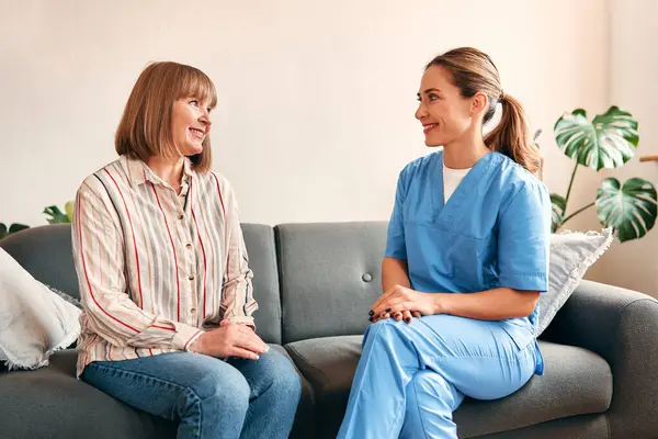 Happy Young Female Nurse Provide Care Medical Service Help Support — Stock Photo, Image