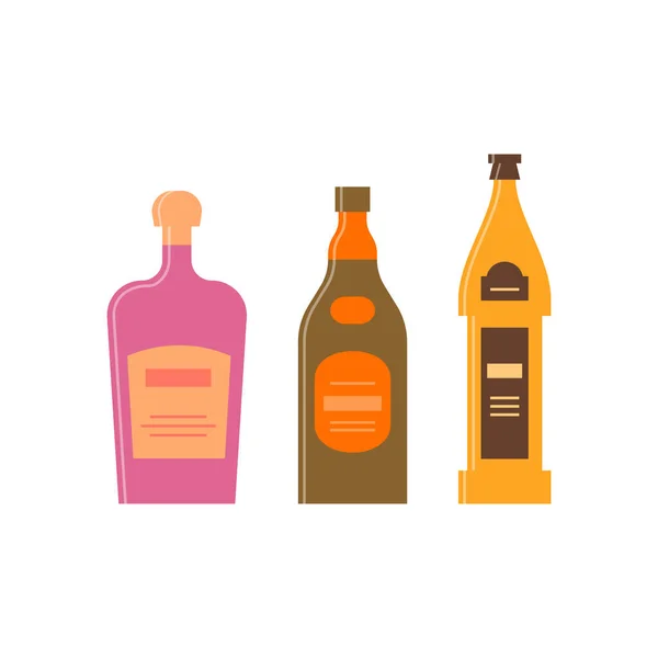 一瓶奶油 任何目的伟大的设计 有瓶盖和标签的图标瓶 平淡的风格 彩色表格 派对酒水的概念简单的图像形状 — 图库矢量图片