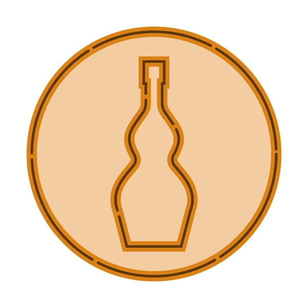 Illustration Bottle Cognac Flat Style Form Thin Lines Form Background — Stock Vector