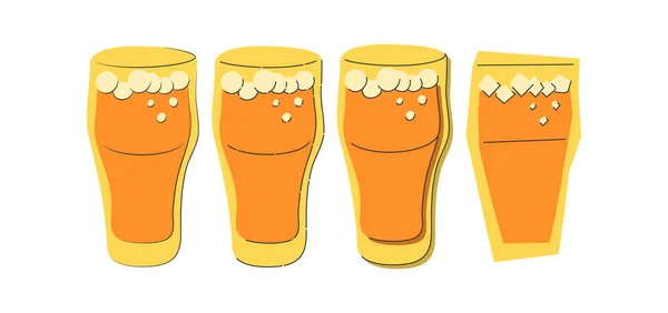 Copo Cerveja Fundo Branco Desenho Desenho Animado Design Gráfico Estilo —  Vetores de Stock