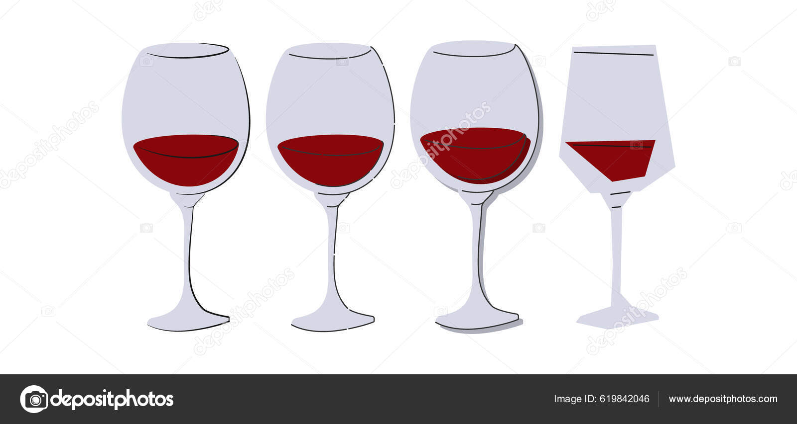 Dos copas de vino de dibujos animados de color clipart