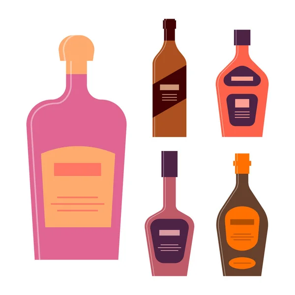 Flasche Rum Brandy Likör Creme Cognac Grafische Gestaltung Für Jeden — Stockvektor