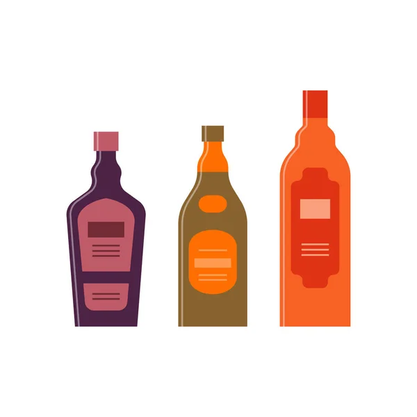 Set Bottles Liquor Brandy Balsam Great Design Any Purposes Icon — Stock Vector