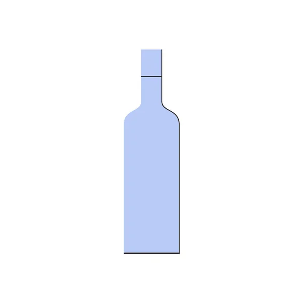 一瓶伏特加酒 任何目的的伟大设计 平淡的风格 彩色表格 派对酒水的概念有白色背景帽子的图标瓶 具有细线阴影的简单图像形状 — 图库矢量图片