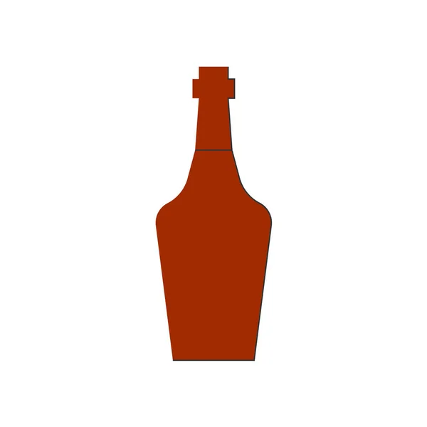 一瓶威士忌 任何目的的伟大设计 平淡的风格 彩色表格 派对酒水的概念有白色背景帽子的图标瓶 具有细线阴影的简单图像形状 — 图库矢量图片
