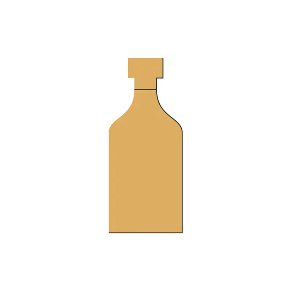 一瓶朗姆酒 任何目的的伟大设计 平淡的风格 彩色表格 派对酒水的概念有白色背景帽子的图标瓶 具有细线阴影的简单图像形状 — 图库矢量图片