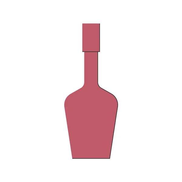 酒のボトル 任意の目的のための素晴らしいデザイン フラットスタイル 色の形 パーティードリンクのコンセプト 白い背景にキャップ付きアイコンボトル 影の細い線でシンプルな画像形状 — ストックベクタ