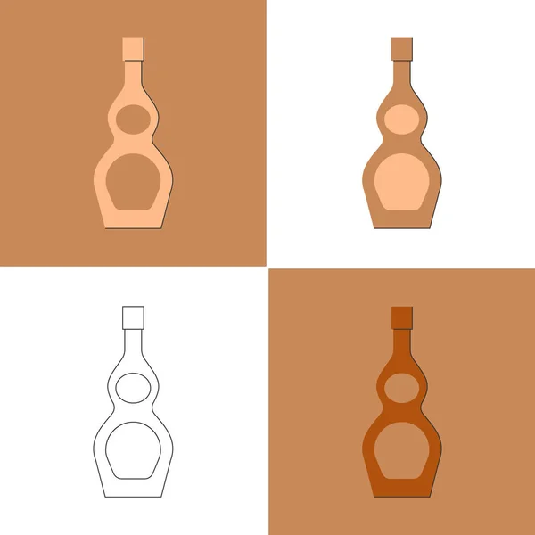 Bottiglia Cognac Grande Design Qualsiasi Scopo Stile Piatto Forma Colore — Vettoriale Stock