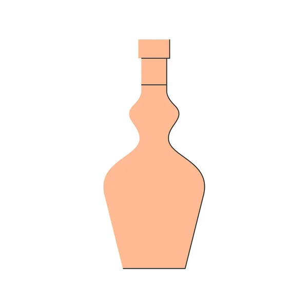 一瓶白兰地 任何目的的伟大设计 平淡的风格 彩色表格 派对酒水的概念有白色背景帽子的图标瓶 具有细线阴影的简单图像形状 — 图库矢量图片