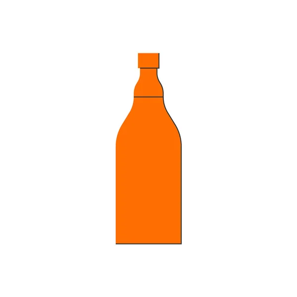 ラム酒のボトル 任意の目的のための素晴らしいデザイン フラットスタイル 色の形 パーティードリンクのコンセプト 白い背景にキャップ付きアイコンボトル 影の細い線でシンプルな画像形状 — ストックベクタ