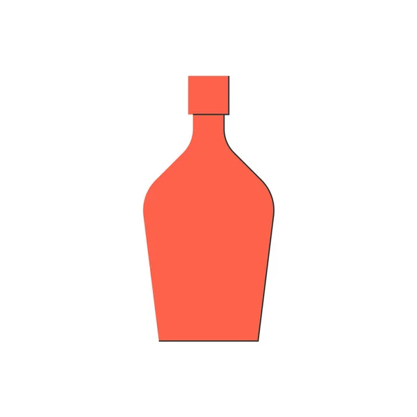 クリームのボトル 任意の目的のための素晴らしいデザイン フラットスタイル 色の形 パーティードリンクのコンセプト 白い背景にキャップ付きアイコンボトル 影の細い線でシンプルな画像形状 — ストックベクタ