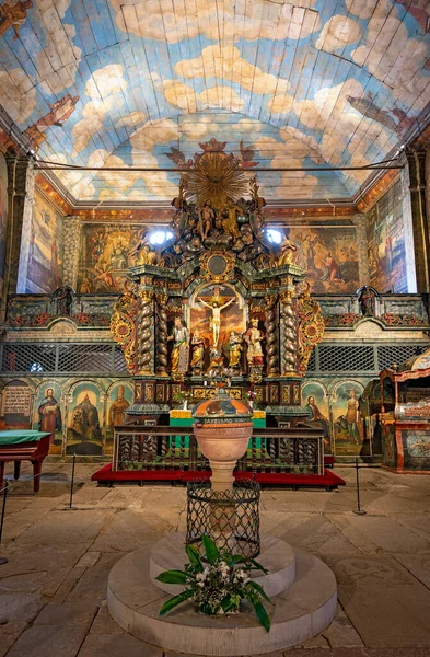 stock image  view onto the altar in the baroque Lutheran wooden Articular church in Kezmarok, (Kesmarok), Slovakia