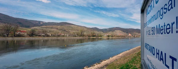 Panoramisch Uitzicht Donauvallei Bij Unterkienstock Regio Wachau Met Elektriciteitscentrale Met — Stockfoto