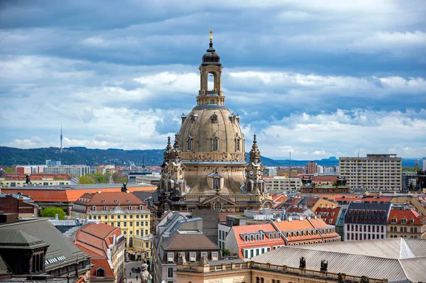 Daklandschap Met Koepel Van Frauenkirche Dresden Duitsland — Stockfoto