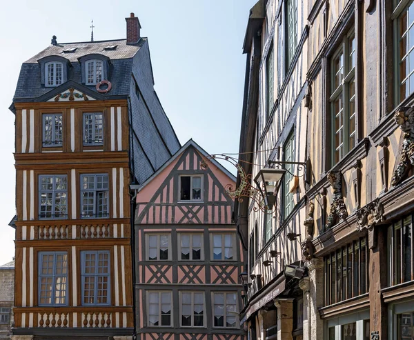 stock image bourgeois houses made as half-timbered buildings in the village of Rouen in the Normandy, France