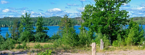 Vista Outro Lado Lago Gissen Perto Vimmerby Região Kalmar Laen — Fotografia de Stock