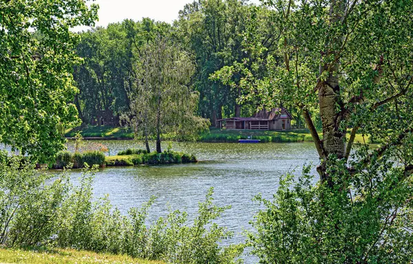 Tulln 'in Aubad (nehir hamamı) bahar manzarası Tuna Nehri, Avusturya