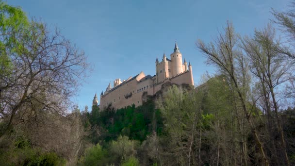 Мрійливий Європейський Середньовічний Замок Князів Принцес Середньовічного Міста Сеговія Кастилія — стокове відео