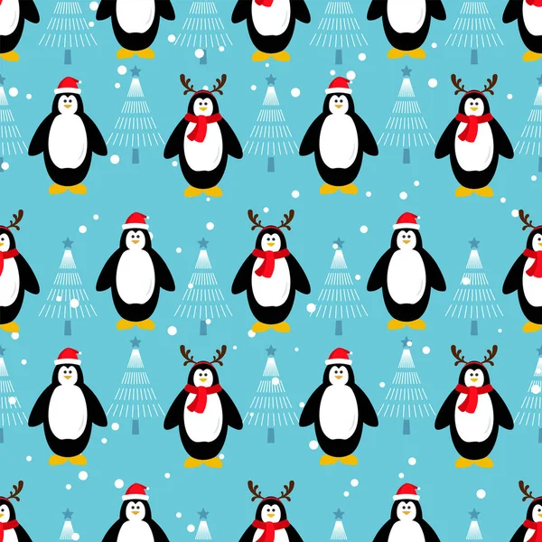 Modèle Sans Couture Noël Avec Pingouin Sur Fond Neige Tombante Illustrations De Stock Libres De Droits