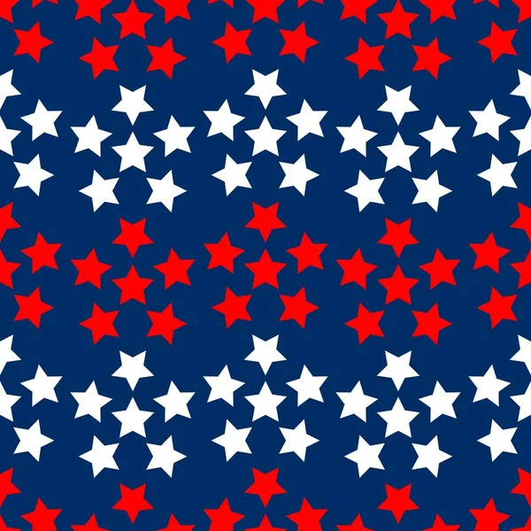 Amerykańska Gwiazda Flagi Płynny Wzór Falującymi Pasami Czerwonych Białych Gwiazd — Wektor stockowy